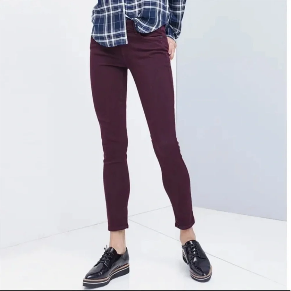 PAIGE Verdugo Ankle Skinny Jeans Autumn Plum Maroon Purple Size 29 - Picture 4 of 13